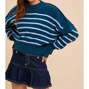 NEW IN-LOOM striped crop sweater in emerald